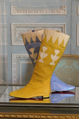 Yellow and Blue tall boots
